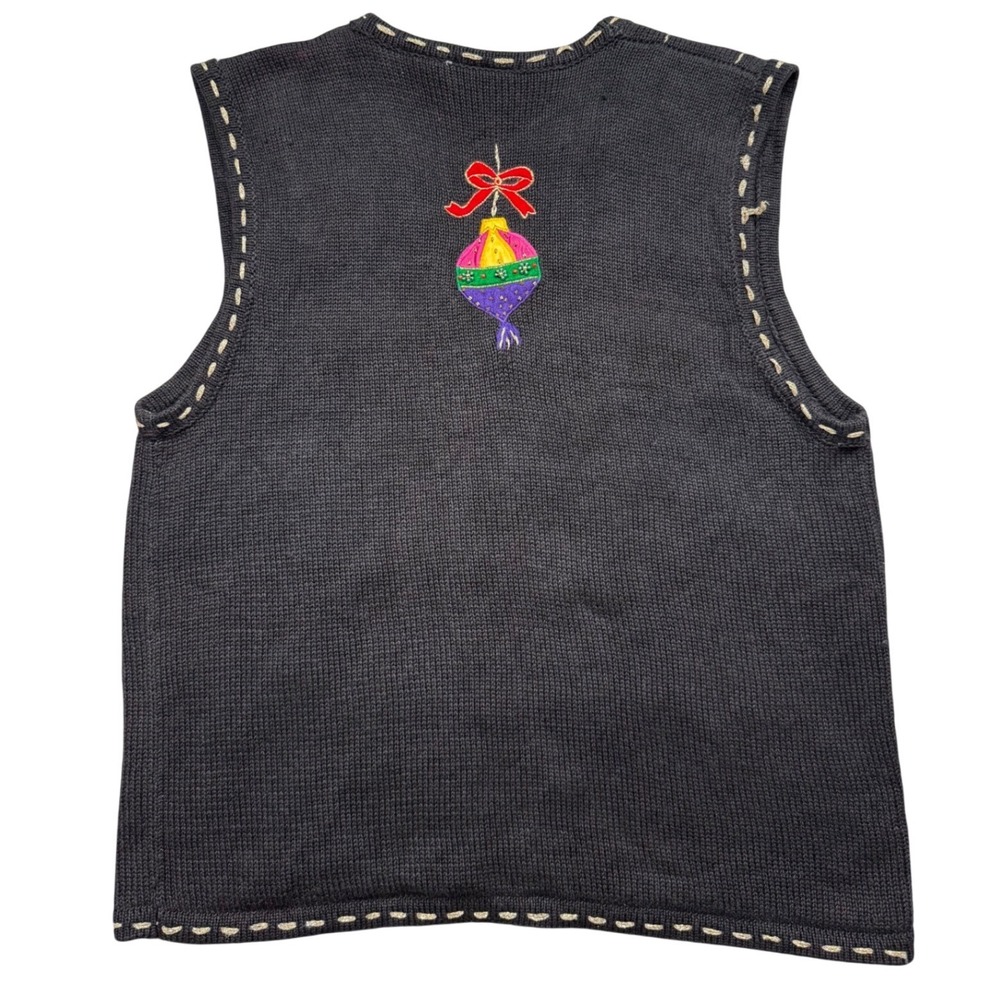 Vintage Bobby Brooks Christmas Sweater Vest Womens L Beaded 90s - Picture 2 of 8